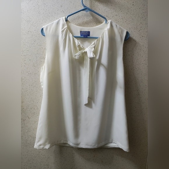 Pendleton Tie Neck Blouse Women's 8 Sleeveless White - Picture 1 of 9